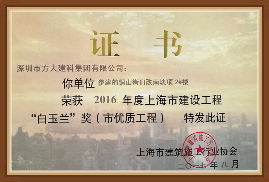 2007so太阳集团建科承建的三项幕墙工程荣获“白玉兰奖”